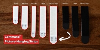 Command picture hanging strips available in various weight capacities
