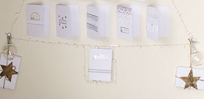 Step 2 of making christmas tree card holder wall hanging
