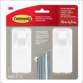 Command white curtain rod hooks