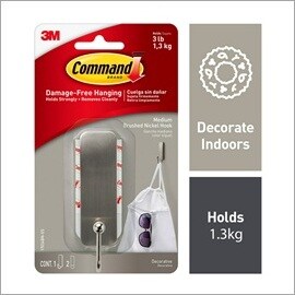 Command medium brushed nickel hook