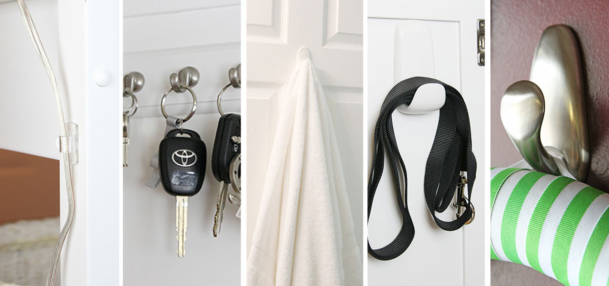 A collage of keys, cord and a towel
