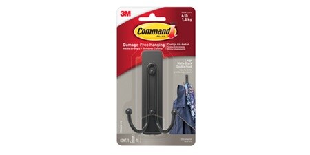 Command™ Large Matte Black Double Hook
