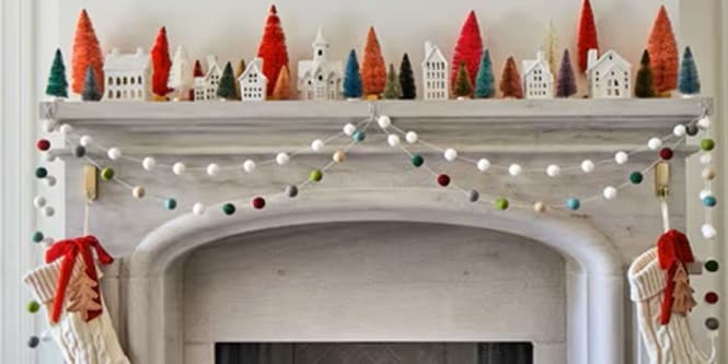 Hanging Christmas stockings by the fireplace
