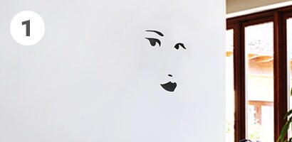 Face decal on the wall
