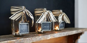 hang chalkboard name tag on the Mason jar