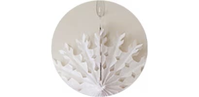 Step 1 of making indoor hanging snowflakes
