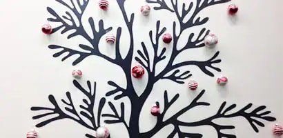 Step 1 of decorating with Christmas tree decal
