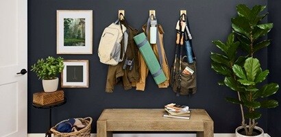 Organise your backpacks and coats in entryway.