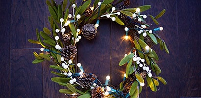 Step 1 of your christmas wreath display on the bedroom
