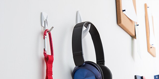 Different kinds of command hooks used to hang items such as keys and headphone