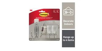 Command™ brushed nickel hooks, decorative hooks
