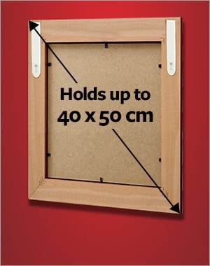 A frame holding a maximum size of 40x50cm using 2 sets of X-Large picture hanging strips.