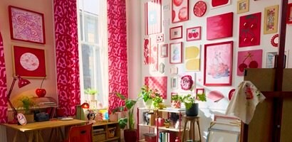 Display cherry artworks and prints using rental-friendly picture hooks or picture hanging strips from Command
