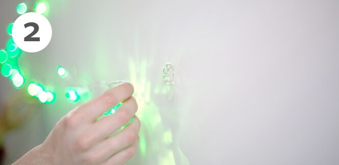 Command Clear Mini Hooks to hold the Christmas tree lights
