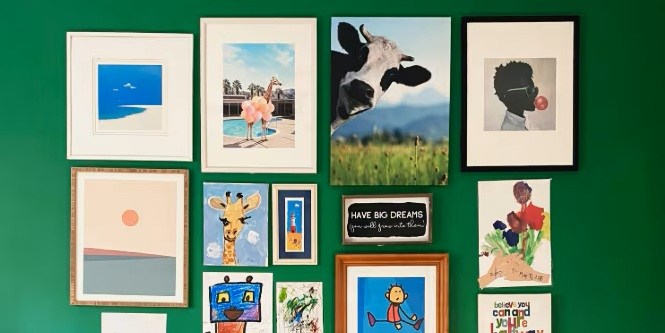gallery wall ideas featuring children’s art
