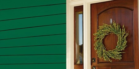 Outdoor Christmas wreaths hung on the door

