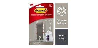 Command™ medium brushed nickel hook
