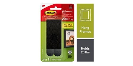 Command™ x-large picture hanging strips, black
