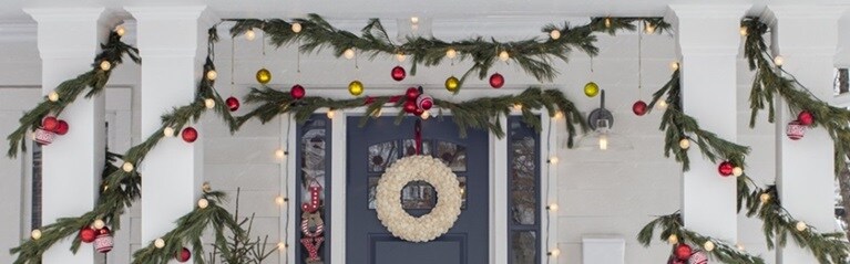 Outdoor Christmas light and decorations using Command products